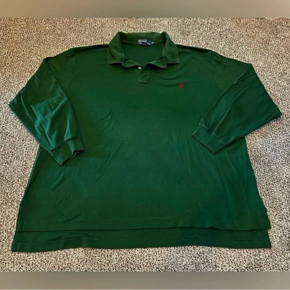 POLO RALPH LAUREN XXL BIG  Washed Dark Green Long Sleeve Polo R $125 - Picture 6 of 6